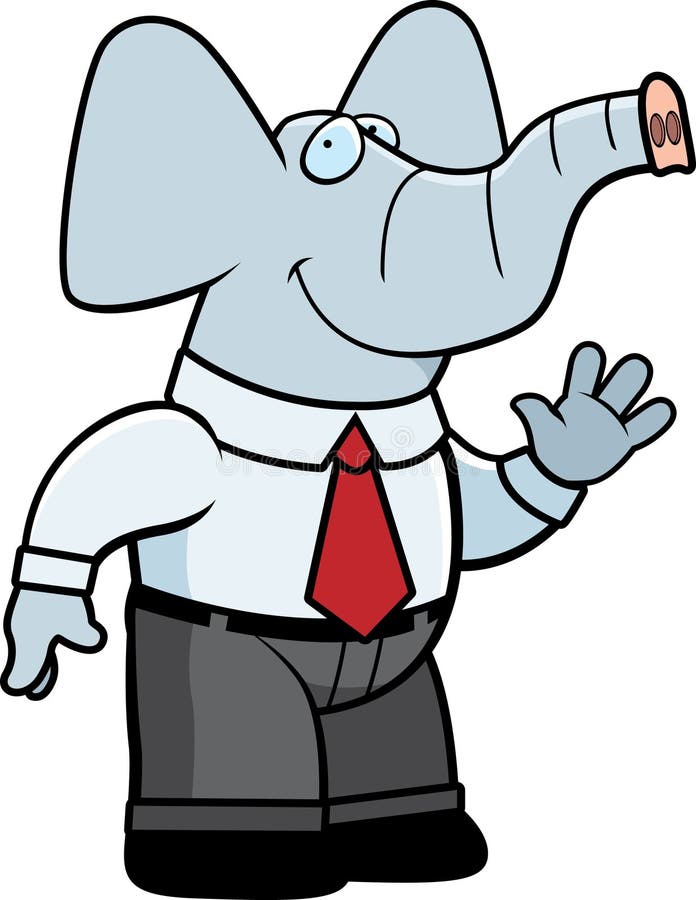 A cartoon elephant in a tie. A cartoon elephant in a tie.