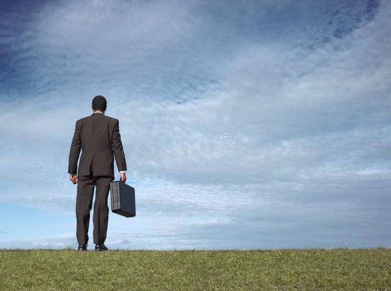 Homme d'affaires dans le domaine ouvert photo stock Homme d'affaires dans le domaine ouvert photo stock