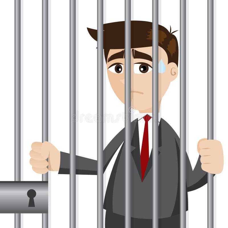 Homme d'affaires de bande dessinée en prison illustration de vecteur Homme d'affaires de bande dessinée en prison illustration de vecteur