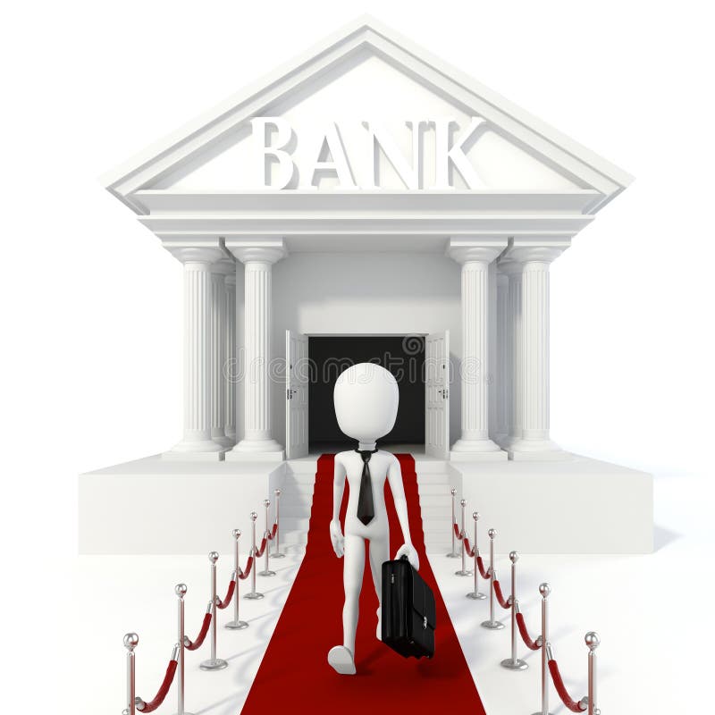 homme d'affaires de l'homme 3d et édifice bancaire illustration libre de droits homme d'affaires de l'homme 3d et édifice bancaire illustration libre de droits