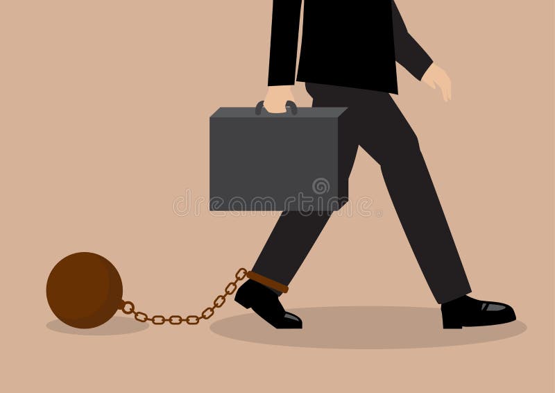 Chained businessman. Business situation concept. Chained businessman. Business situation concept.