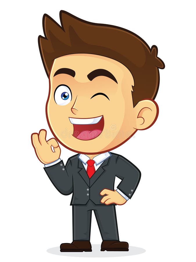 Homme d'affaires Gesturing Ok et cligner de l'oeil illustration libre de droits Homme d'affaires Gesturing Ok et cligner de l'oeil illustration libre de droits