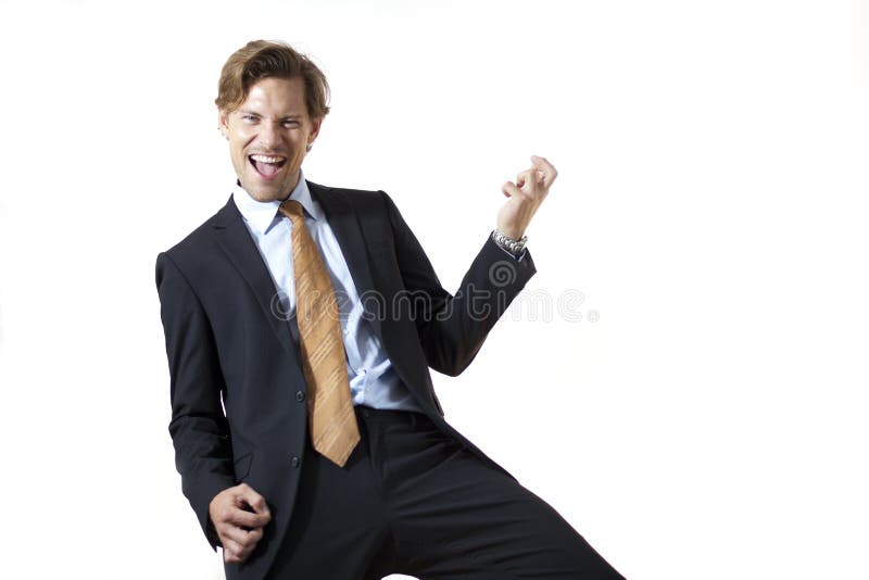 Homme d'affaires heureux le basculant photographie stock Homme d'affaires heureux le basculant photographie stock