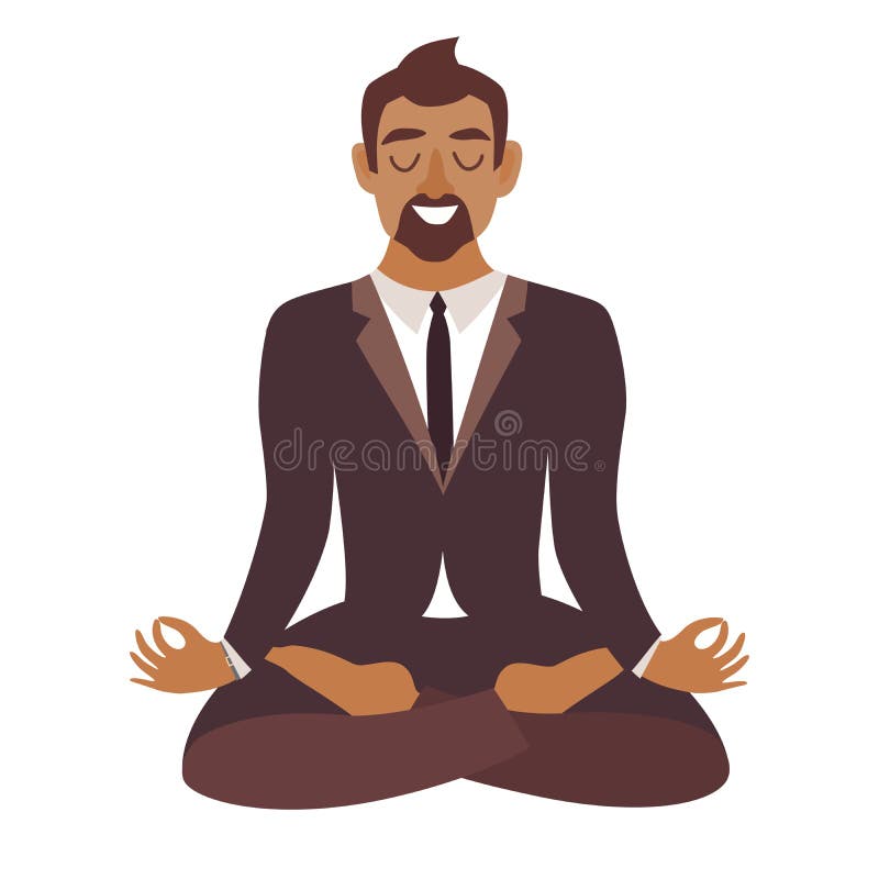 Homme d'affaires méditant Concept des affaires calmes, travail d'homme d'Afro-américain au bureau Homme d'affaires dans la pose d illustration libre de droits Homme d'affaires méditant Concept des affaires calmes, travail d'homme d'Afro-américain au bureau Homme d'affaires dans la pose d illustration libre de droits