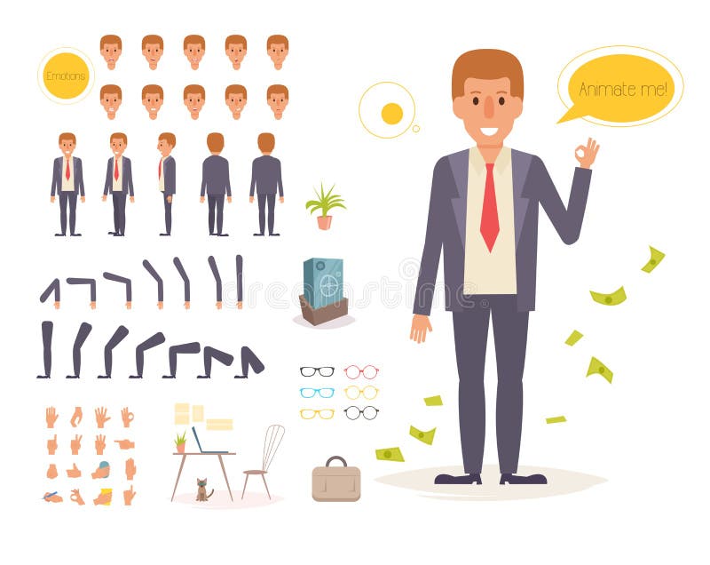 Homme d'affaires pour l'animation poses illustration de vecteur Homme d'affaires pour l'animation poses illustration de vecteur