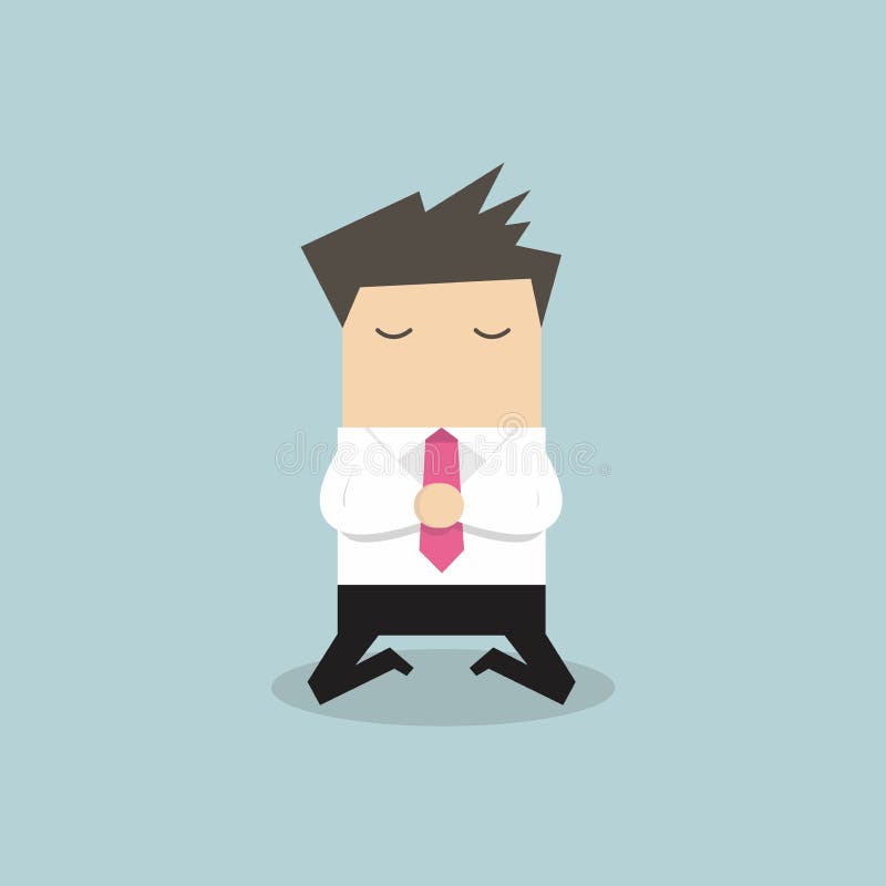 Homme d'affaires priant dans l'agenouillement illustration libre de droits Homme d'affaires priant dans l'agenouillement illustration libre de droits