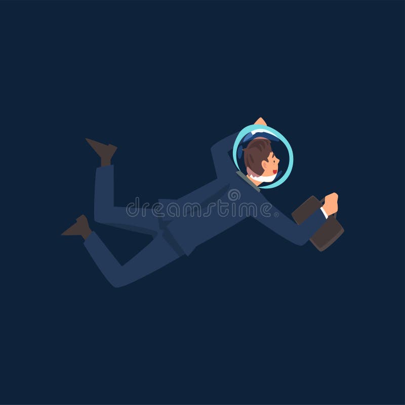 Homme d'affaires réussi dans le costume et astronaute Helmet Flying dans l'espace extra-atmosphérique avec l'illustration de vect illustration stock Homme d'affaires réussi dans le costume et astronaute Helmet Flying dans l'espace extra-atmosphérique avec l'illustration de vect illustration stock