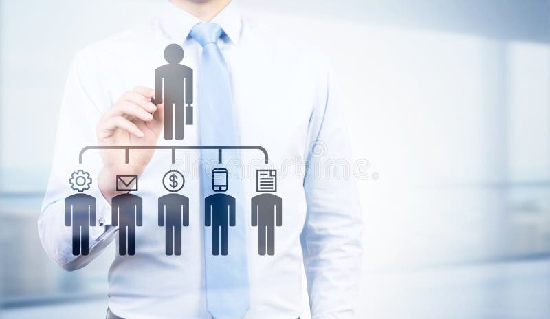 Homme d'affaires se dirigeant au pictogramme de délégation photos libres de droits Homme d'affaires se dirigeant au pictogramme de délégation photos libres de droits
