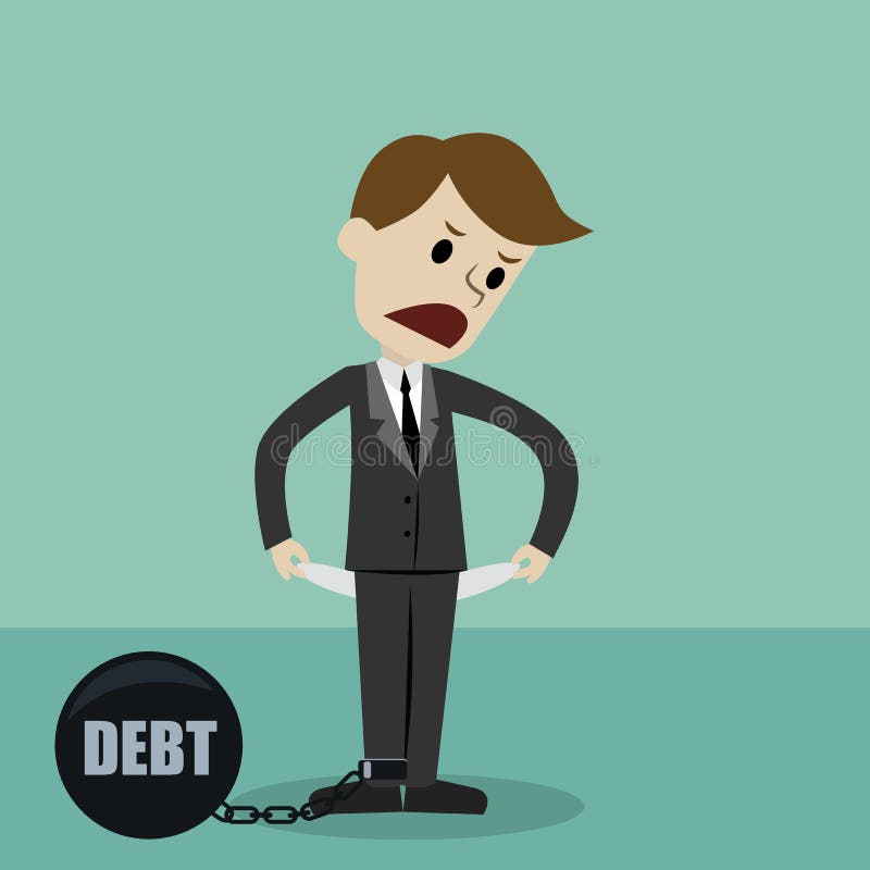 Homme d'affaires tenant et montrant sa poche vide, tournant sa poche à l'envers, aucun argent en raison de la dette Faillite illustration libre de droits Homme d'affaires tenant et montrant sa poche vide, tournant sa poche à l'envers, aucun argent en raison de la dette Faillite illustration libre de droits