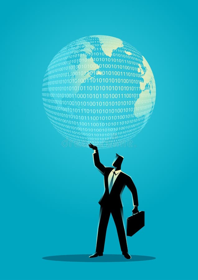 Homme d'affaires tenant un globe numérique illustration de vecteur Homme d'affaires tenant un globe numérique illustration de vecteur
