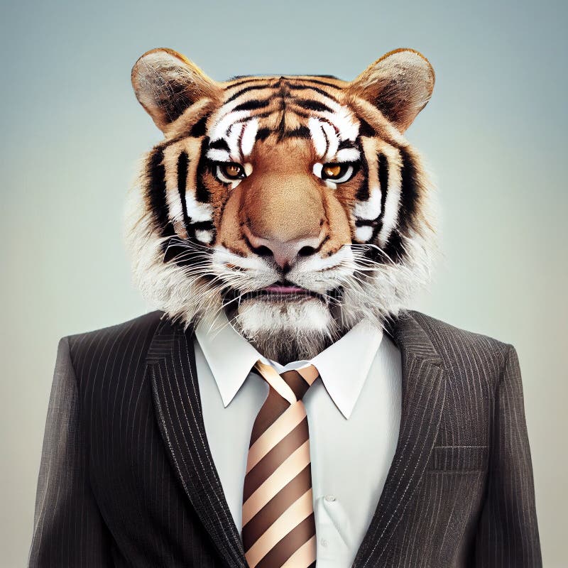 Homme D affaires Tigre Dans Une Veste Avec Une Cravate Dans Les