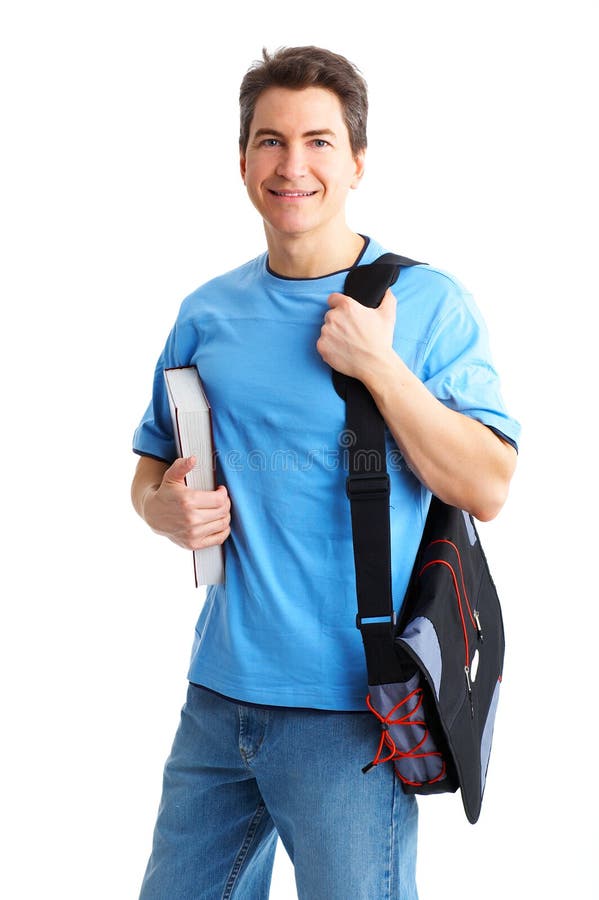 Smiling student with a book. Over white background. Smiling student with a book. Over white background