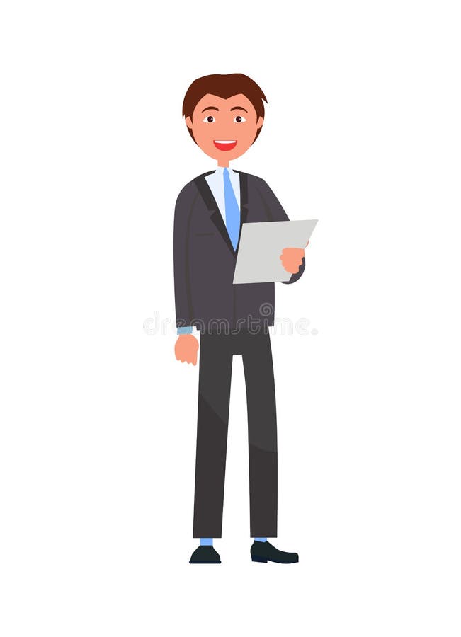 Homme dans le tenue de soirée avec la liste de papier, homme d'affaires illustration stock Homme dans le tenue de soirée avec la liste de papier, homme d'affaires illustration stock