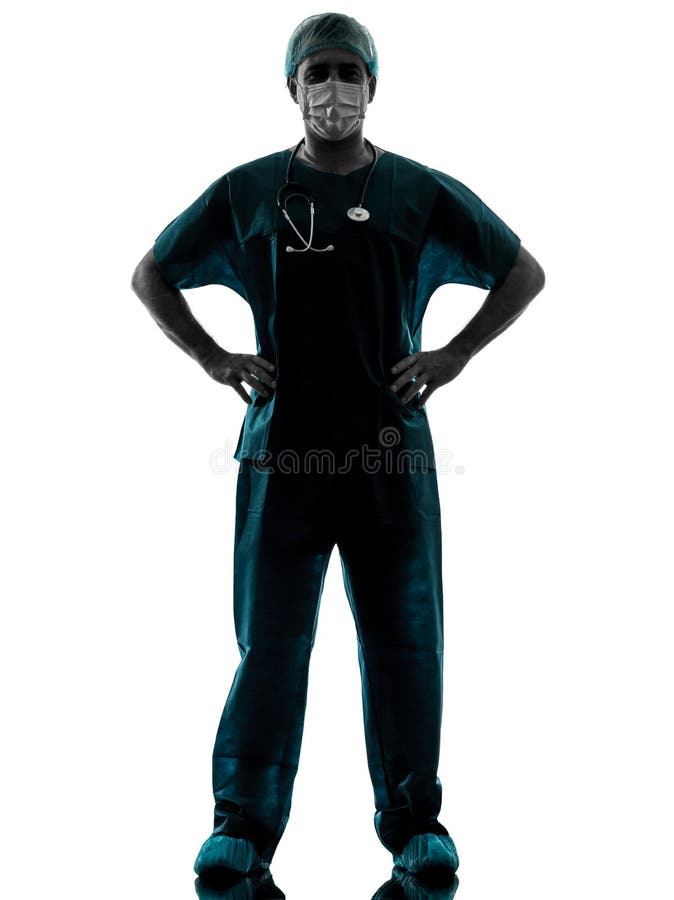 Homme de chirurgien de docteur avec la silhouette de masque protecteur photographie stock Homme de chirurgien de docteur avec la silhouette de masque protecteur photographie stock