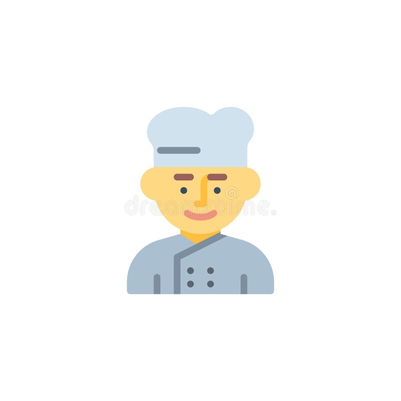 Homme de cuiseur, icône plate de cuisinier