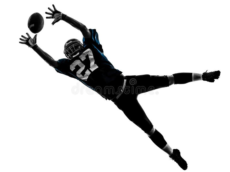 Homme de joueur de football américain attrapant recevant la silhouette