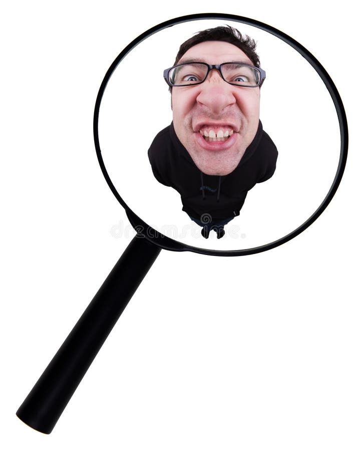Homme de loupe photo stock. Image du regard, humeur, agrandissez 9727666