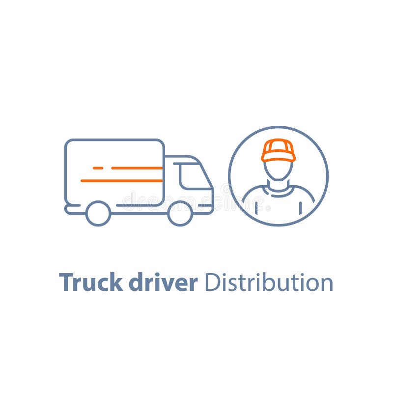 Homme de messager, véhicule de transport, conducteur de mêlée, personne de la livraison, service de distribution, société de logi illustration stock Homme de messager, véhicule de transport, conducteur de mêlée, personne de la livraison, service de distribution, société de logi illustration stock