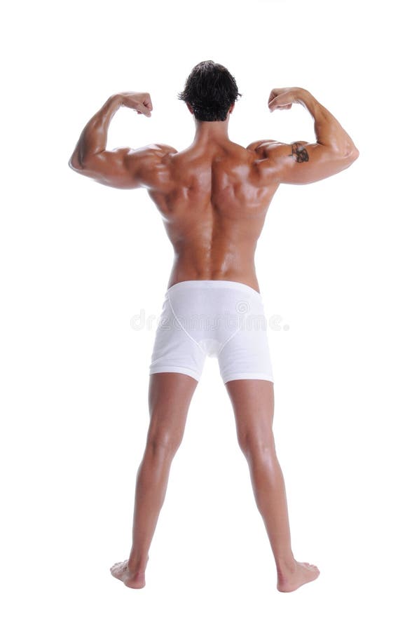 Homme de muscle dans des dossiers de boxeur photos libres de droits Homme de muscle dans des dossiers de boxeur photos libres de droits