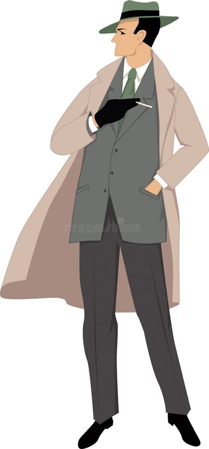 Elegant man, dressed in late 1950s fashion, smoking, vector illustration, isolated on white, no transparencies, EPS 8. Elegant man, dressed in late 1950s fashion, smoking, vector illustration, isolated on white, no transparencies, EPS 8