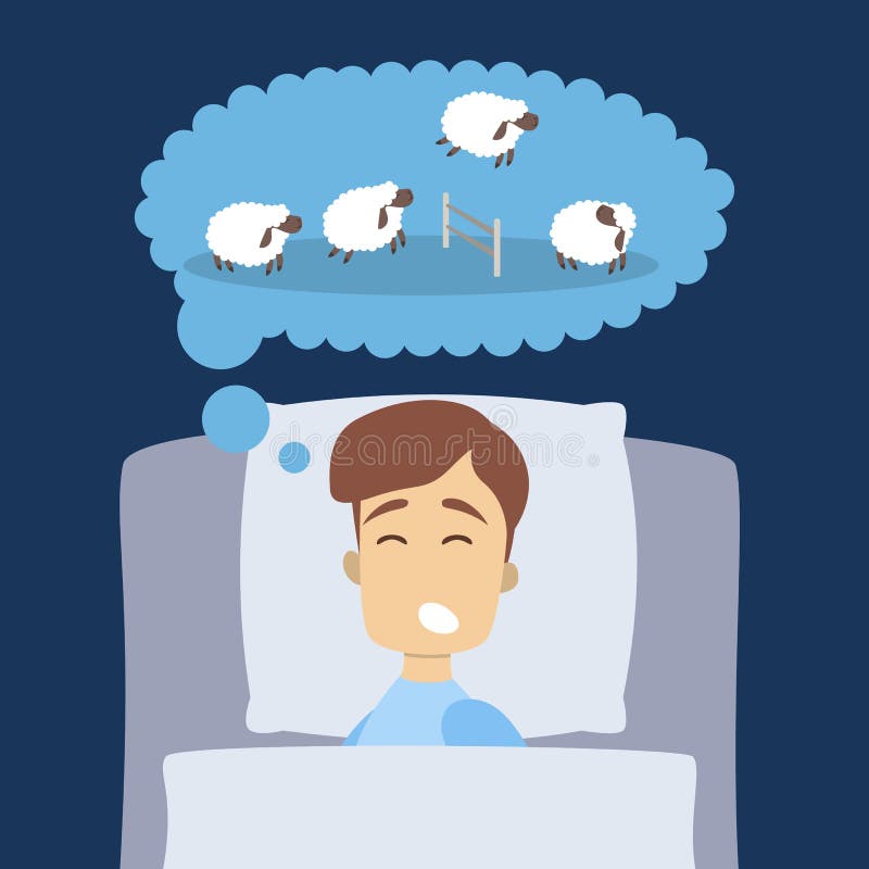 Homme dormant avec des moutons illustration de vecteur Homme dormant avec des moutons illustration de vecteur