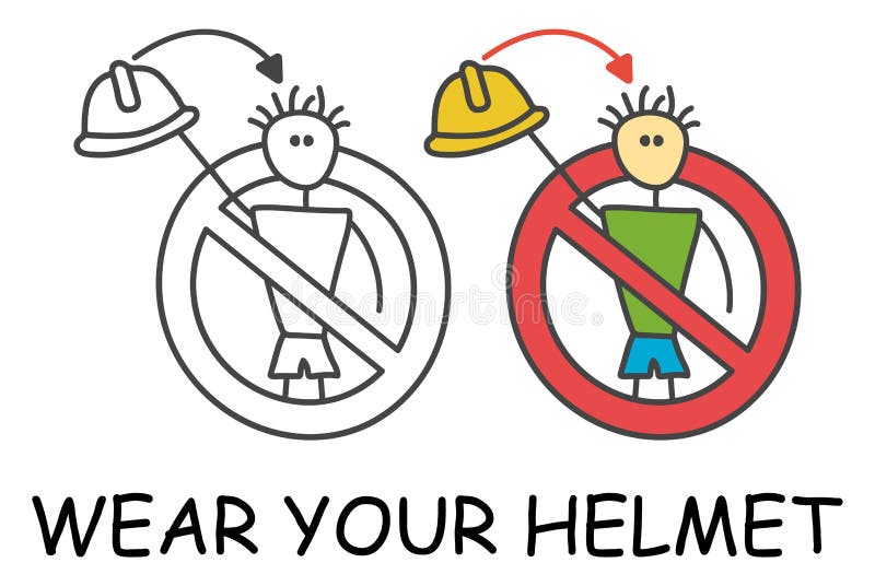 Homme drôle de bâton de travailleur de vecteur sans casque antichoc chez le style des enfants N'enlevez pas votre interdiction ro illustration de vecteur Homme drôle de bâton de travailleur de vecteur sans casque antichoc chez le style des enfants N'enlevez pas votre interdiction ro illustration de vecteur