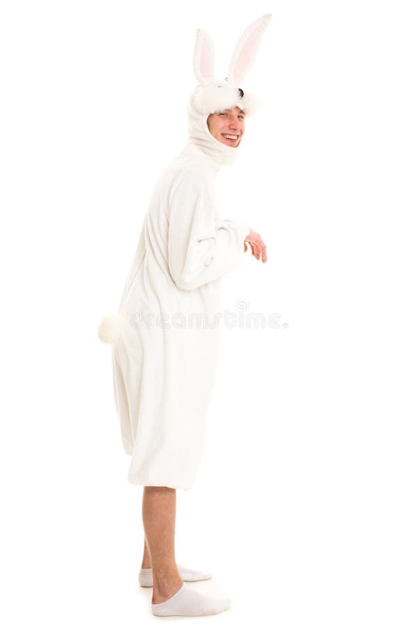 Homme Espiègle Dans Un Costume De Lapin Image stock - Image du carotte,  comique: 107495503