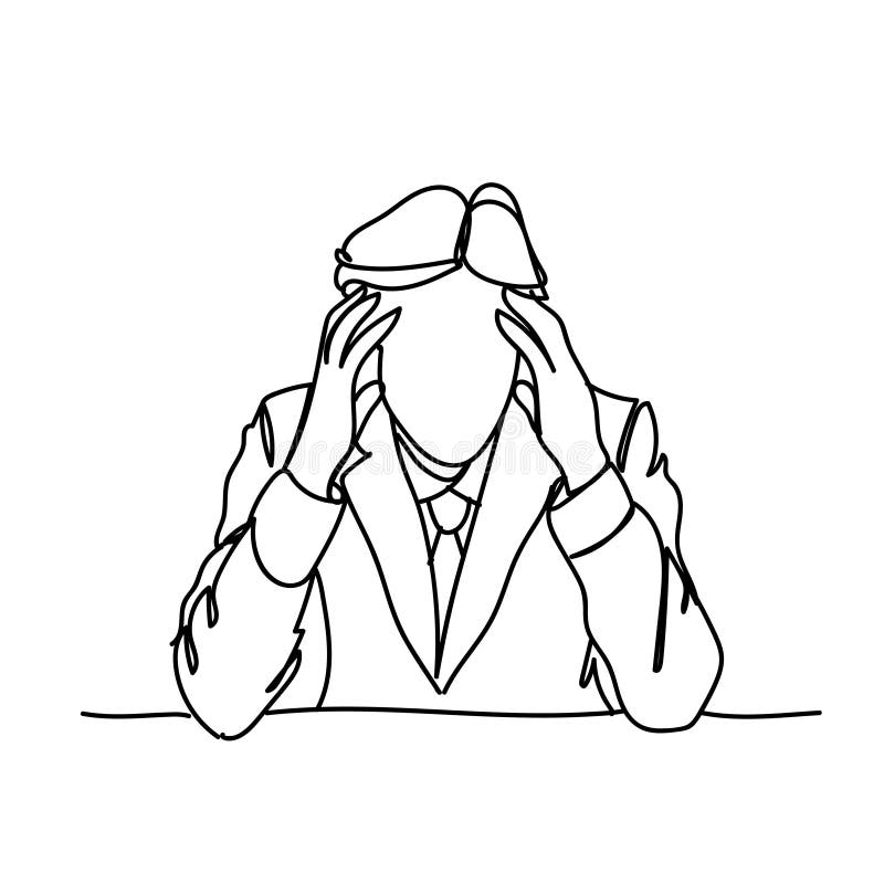 Homme frustrant d'affaires de griffonnage tenant le concept principal d'effort ou de mal de tête illustration stock Homme frustrant d'affaires de griffonnage tenant le concept principal d'effort ou de mal de tête illustration stock