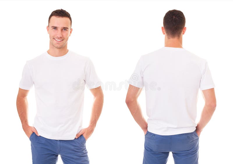 Homme heureux dans le T-shirt blanc