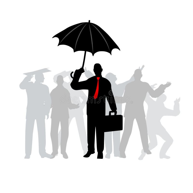 Homme intelligent d'affaires avec le parapluie illustration de vecteur Homme intelligent d'affaires avec le parapluie illustration de vecteur