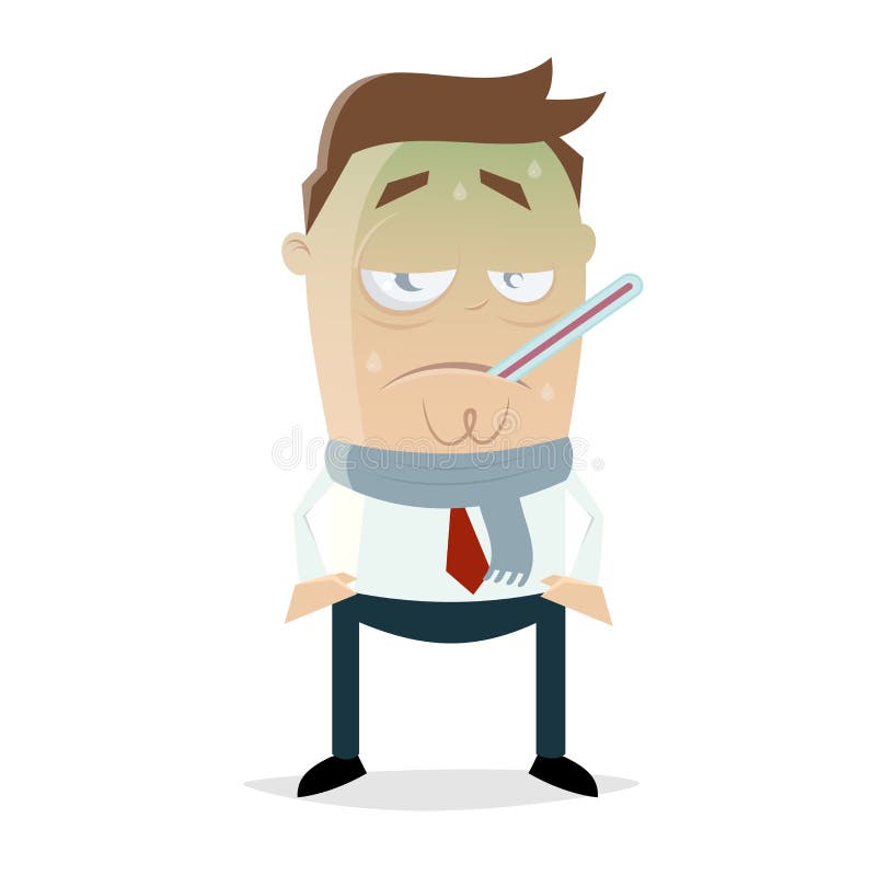 Homme malade de bande dessinée avec la grippe illustration libre de droits Homme malade de bande dessinée avec la grippe illustration libre de droits