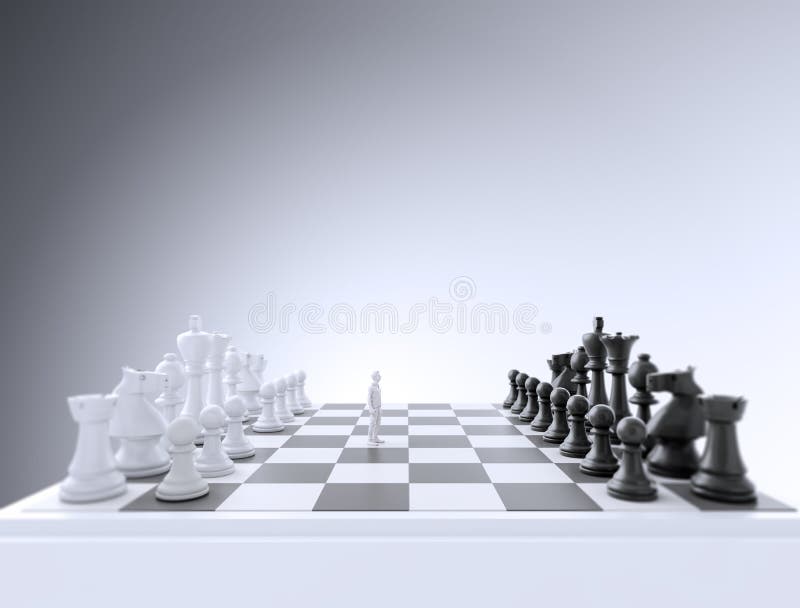 Homme minuscule sur un échiquier illustration libre de droits Homme minuscule sur un échiquier illustration libre de droits