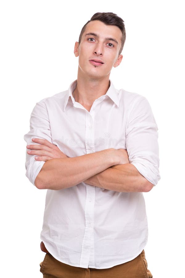 Homme pensant d'isolement sur le fond blanc Portrait de plan rapproché d'un jeune homme d'affaires songeur occasionnel photo stock Homme pensant d'isolement sur le fond blanc Portrait de plan rapproché d'un jeune homme d'affaires songeur occasionnel photo stock