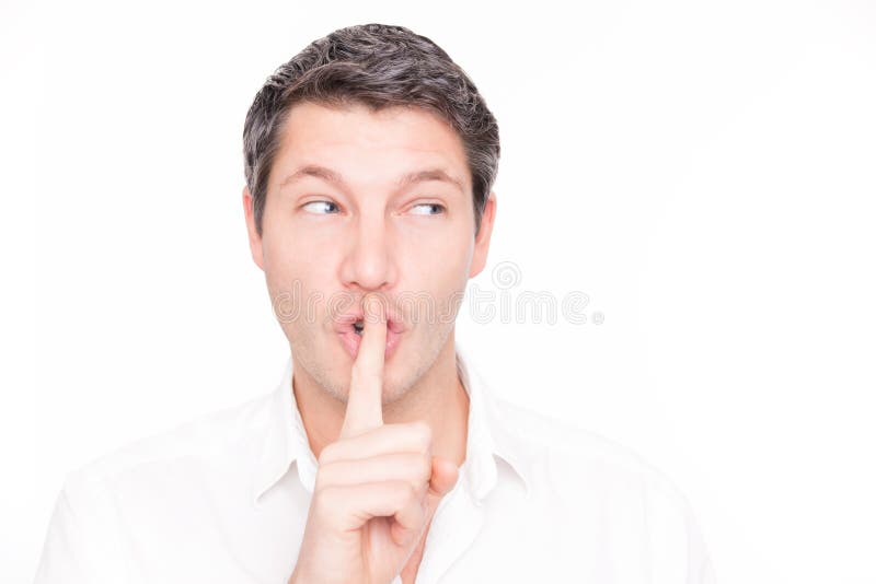 Homme silencieux de chuchotement image stock Homme silencieux de chuchotement image stock