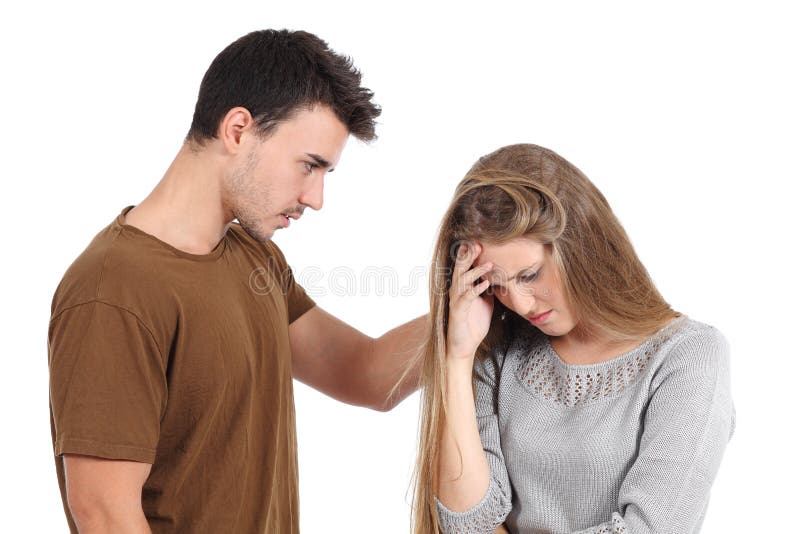 Homme soulageant à une femme d'isolement image libre de droits Homme soulageant à une femme d'isolement image libre de droits