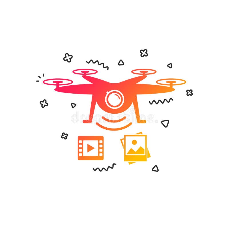 Hommelpictogram Quadrocopter met videocamera Vector royalty-vrije illustratie Hommelpictogram Quadrocopter met videocamera Vector royalty-vrije illustratie