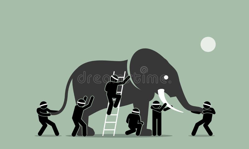 Hommes aveugles touchant un éléphant illustration stock Hommes aveugles touchant un éléphant illustration stock