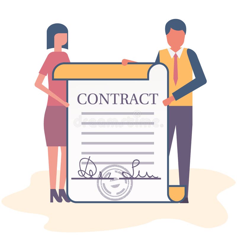 Hommes d'affaires homme et femme tenant un contrat illustration de vecteur Hommes d'affaires homme et femme tenant un contrat illustration de vecteur