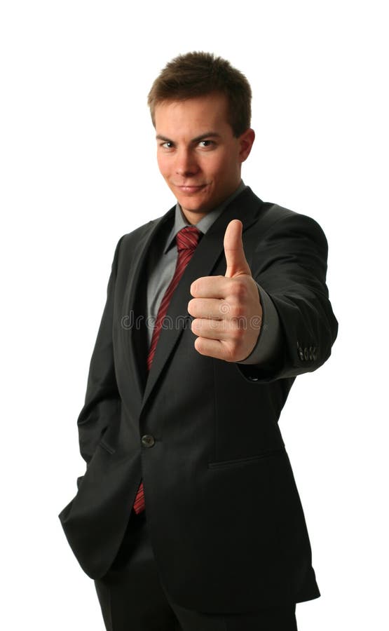 hommes d'affaires son pouce effectuant vers le haut des jeunes photos stock hommes d'affaires son pouce effectuant vers le haut des jeunes photos stock