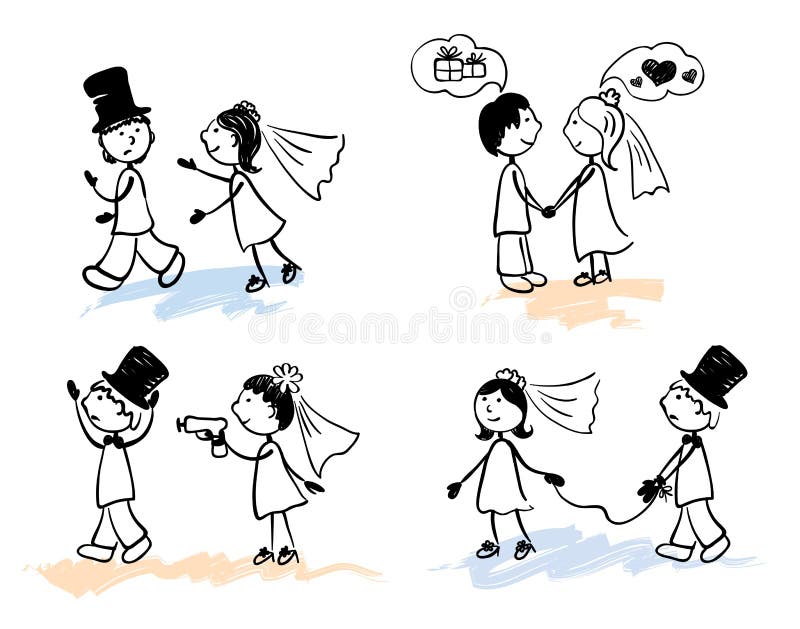 Hommes Drôles Mariage Illustration De Vecteur