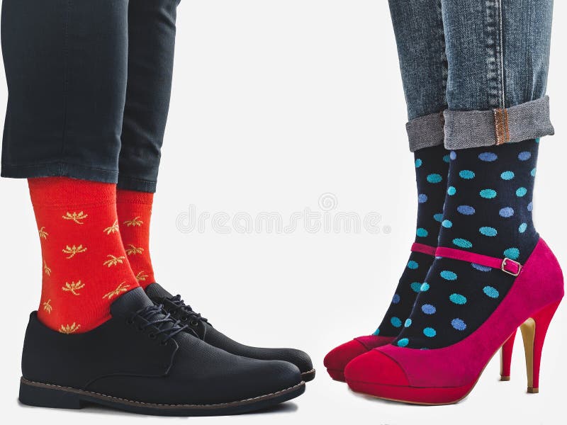 Hommes et chaussures à la mode des femmes, chaussettes lumineuses image stock Hommes et chaussures à la mode des femmes, chaussettes lumineuses image stock