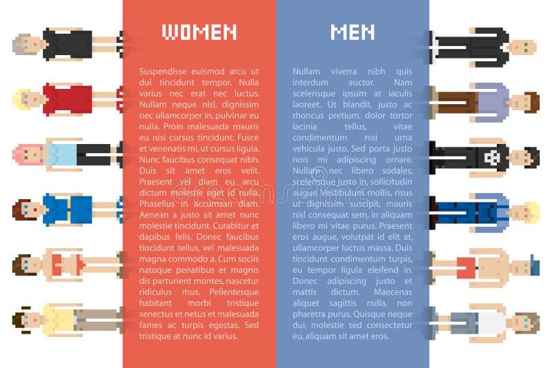 Hommes et femmes de pixel illustration stock Hommes et femmes de pixel illustration stock
