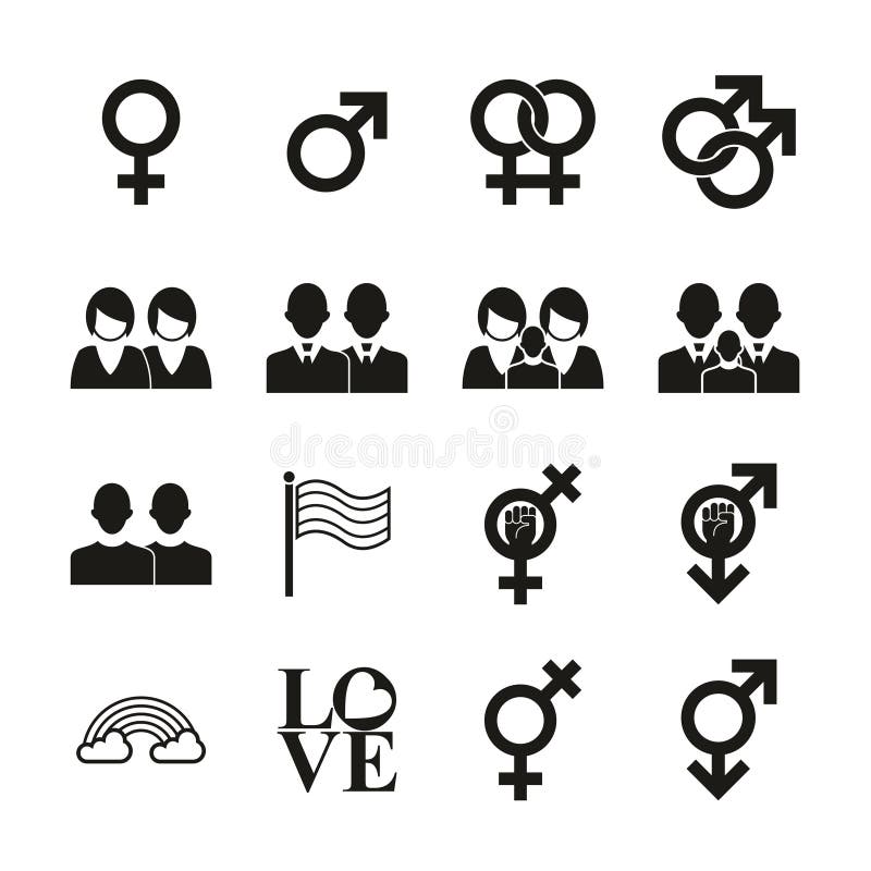 Homosexual Icons Black & White Set Stock Vector - Illustration of ...