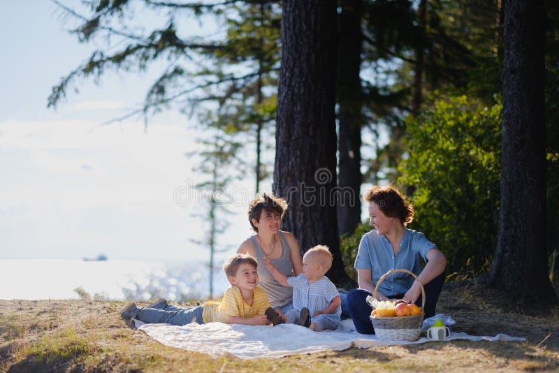 Mom and daughter outdoor lesbian adventure