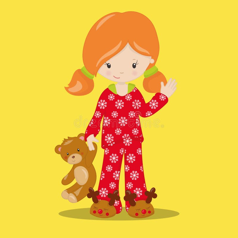 Hon på julmorgon i pijamas 02 royaltyfri illustrationer