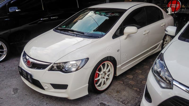 Surakarta Indonesia September 25 2018 Honda Civic Type R is one of Honda Type R lineup. This model FD2 only available in japan and Malaysia and only sold in sedan configuration. Powered by K20 engine that produced 222 horsepower, 7 horsepower more than previous Honda Type R. Indonesian enthusiasts could buy this in importers showroom back then and it cost more than twice of local Honda civic. Surakarta Indonesia September 25 2018 Honda Civic Type R is one of Honda Type R lineup. This model FD2 only available in japan and Malaysia and only sold in sedan configuration. Powered by K20 engine that produced 222 horsepower, 7 horsepower more than previous Honda Type R. Indonesian enthusiasts could buy this in importers showroom back then and it cost more than twice of local Honda civic