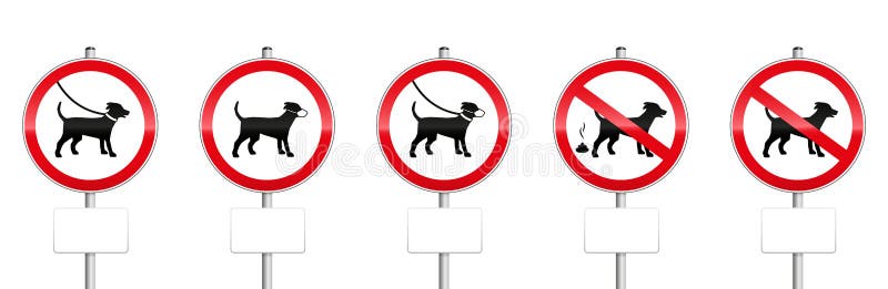 Honden Verplichte Tekens met Lege Comités stock illustratie Honden Verplichte Tekens met Lege Comités stock illustratie