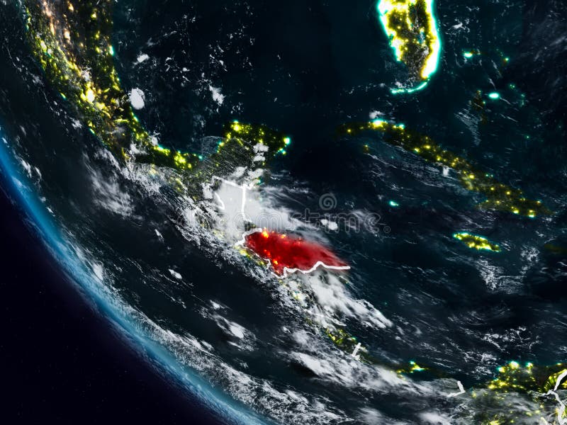 Honduras bij nacht van ruimte vector illustratie