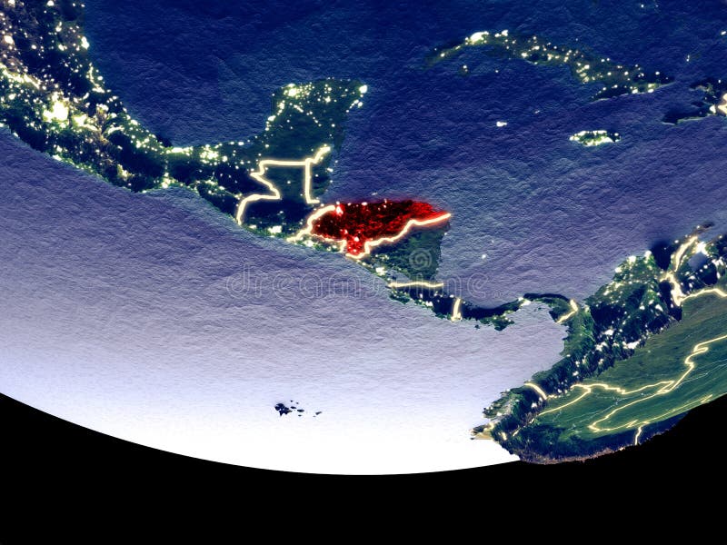 Honduras bij nacht van ruimte royalty-vrije illustratie