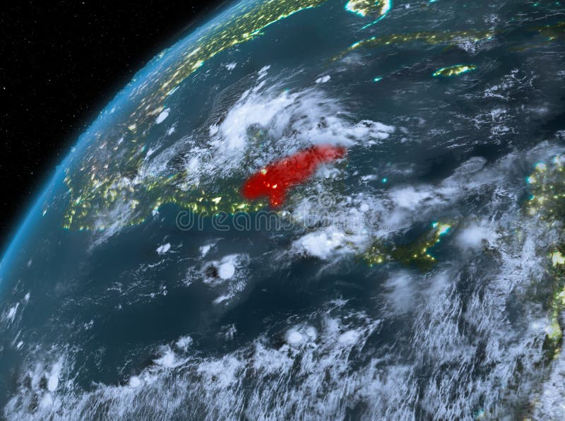 Honduras op aarde in ruimte bij nacht vector illustratie